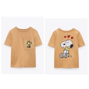 ZARA X PEANUTS Tan Tshirt